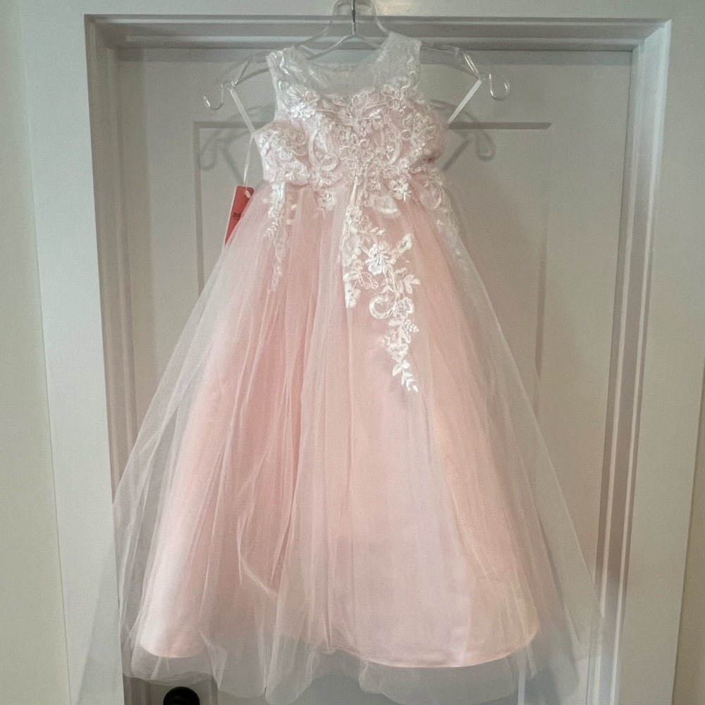 JJ’s House A-line Scoop Floor-Length Lace/Tulle Flower Girl Dress Sz 3